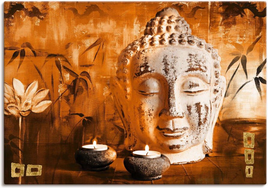 Artland Artprint Boeddha met kaarsen als artprint op linnen poster in verschillende formaten maten
