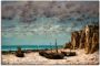 Artland Artprint Boten op het strand van Etretat. Rond 1872 75 als artprint op linnen poster in verschillende formaten maten - Thumbnail 1