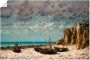 Artland Artprint Boten op het strand van Etretat. Rond 1872 75 als artprint op linnen poster in verschillende formaten maten - Thumbnail 1