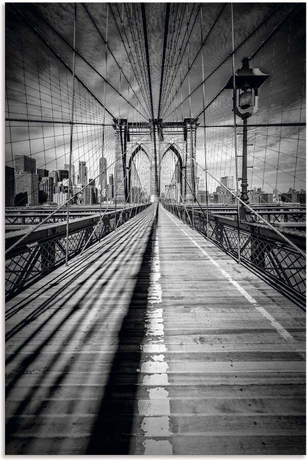 Artland Artprint Brooklyn Bridge New York City monochroom als artprint op linnen poster in verschillende formaten maten - Foto 1