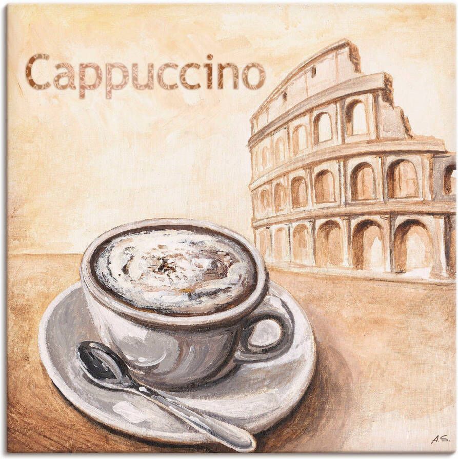 Artland Artprint Cappuccino koffie Cappuccino in Rome als artprint op linnen in verschillende maten