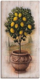 Artland Artprint Citroenboompje met hout-look als artprint op linnen muursticker of poster in verschillende maten