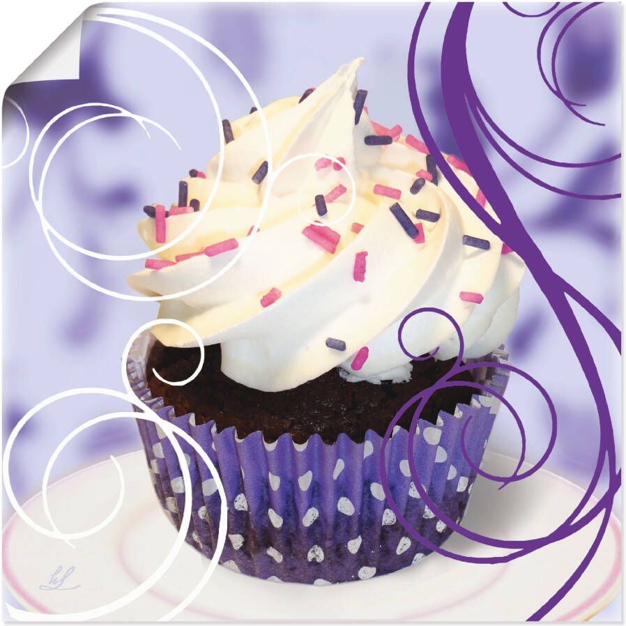 Artland Artprint Cupcake op violet gebak als poster muursticker in verschillende maten