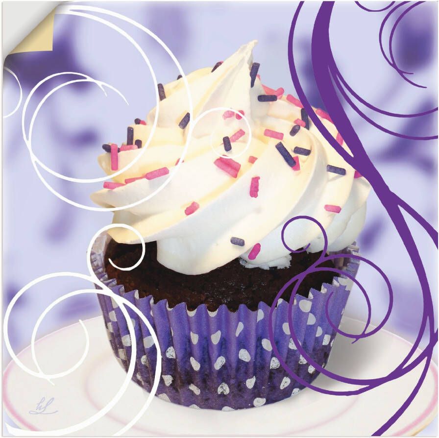 Artland Artprint Cupcake op violet gebak als poster muursticker in verschillende maten