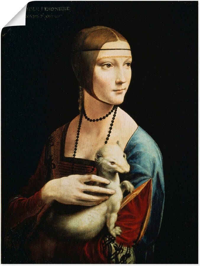 Artland Artprint Dame met de hermelijn portret als artprint op linnen poster muursticker in verschillende maten