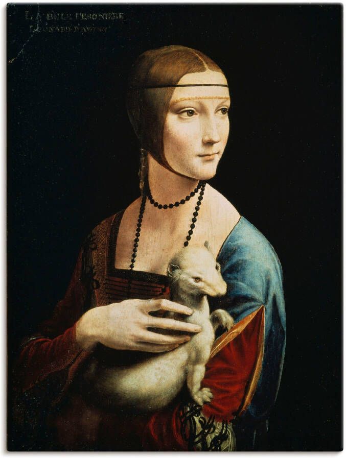 Artland Artprint Dame met de hermelijn portret als artprint op linnen poster muursticker in verschillende maten
