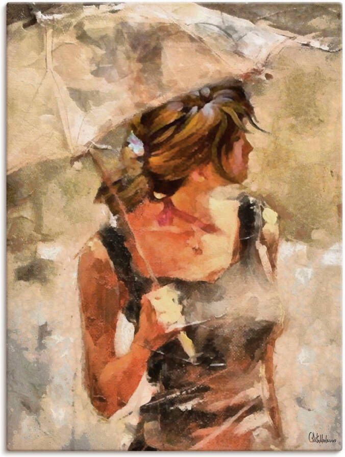 Artland Artprint Dame met paraplu als artprint op linnen poster in verschillende formaten maten