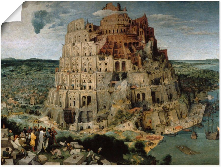 Artland Artprint De torenbouw van Babel. 1563 als artprint op linnen poster in verschillende formaten maten - Foto 1