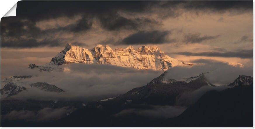 Artland Artprint Dents du midi Zwitserse bergen als artprint op linnen poster in verschillende formaten maten