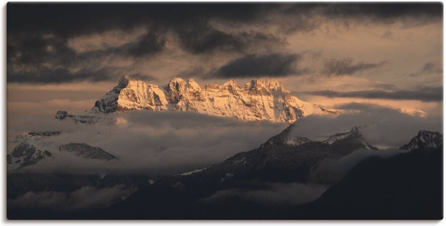 Artland Artprint Dents du midi Zwitserse bergen als artprint op linnen poster in verschillende formaten maten