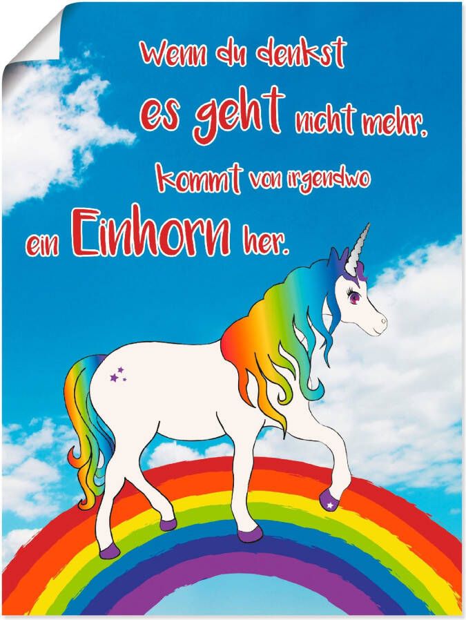 Artland Artprint Eenhoorn met regenboog als poster in verschillende formaten maten
