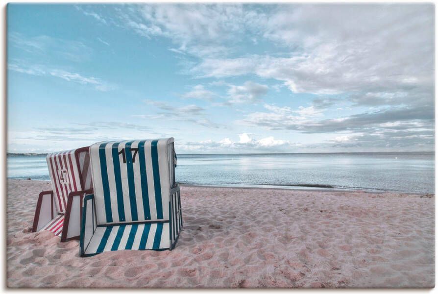 Artland Artprint Eenzame strandstoelen aan het Ostseestrand als artprint op linnen poster in verschillende formaten maten