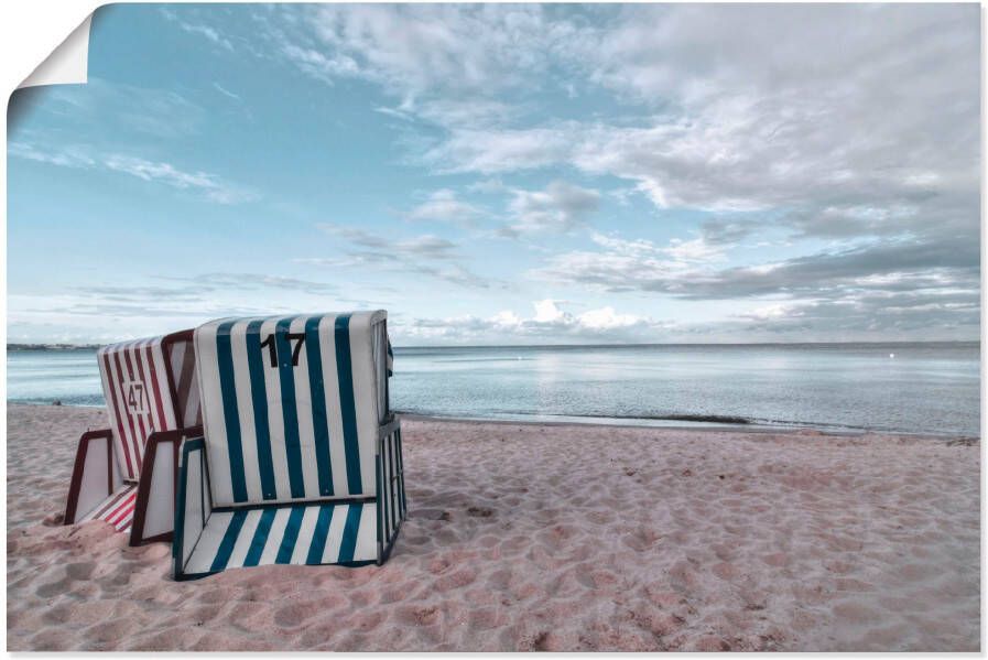 Artland Artprint Eenzame strandstoelen aan het Ostseestrand als artprint op linnen poster in verschillende formaten maten