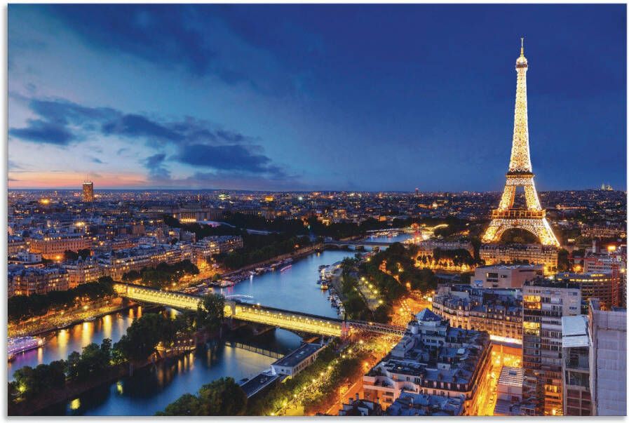 Artland Artprint Eiffeltoren en Seine s avonds Parijs als artprint van aluminium artprint voor buiten artprint op linnen poster muursticker - Foto 1