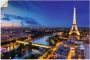 Artland Artprint Eiffeltoren en Seine s avonds Parijs als artprint van aluminium artprint voor buiten artprint op linnen poster muursticker - Thumbnail 1