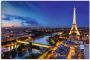 Artland Artprint Eiffeltoren en Seine s avonds Parijs als artprint van aluminium artprint voor buiten artprint op linnen poster muursticker - Thumbnail 1