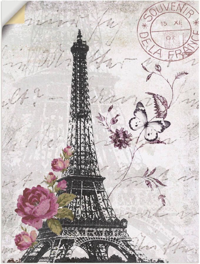 Artland Artprint Eiffeltoren grafiek als artprint van aluminium artprint voor buiten artprint op linnen poster muursticker - Foto 1