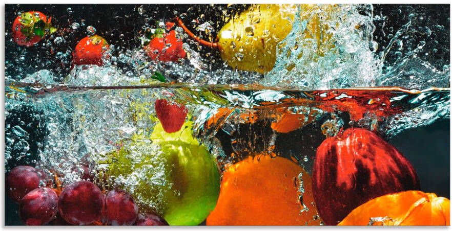 Artland Artprint Fruit in opspattend water als artprint op linnen muursticker in verschillende maten - Foto 1
