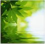 Artland Artprint Groene blaadjes reflecteren in het water als artprint op linnen poster muursticker in verschillende maten - Thumbnail 1