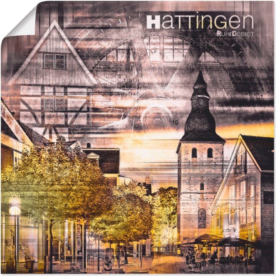 Artland Artprint Hattingen skyline abstracte collage