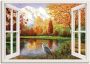 Artland Artprint Herfst aan het meer als artprint op linnen muursticker in verschillende maten - Thumbnail 1