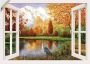 Artland Artprint Herfst aan het meer als artprint op linnen muursticker in verschillende maten - Thumbnail 1