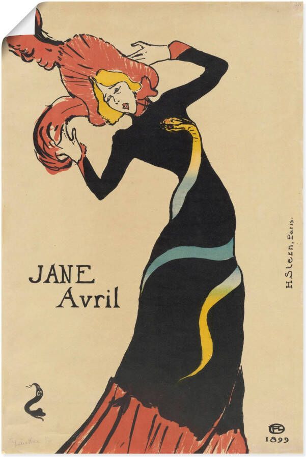 Artland Artprint Jane Avril (poster). 1899 als artprint van aluminium artprint op linnen muursticker of poster in verschillende maten