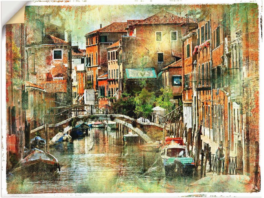Artland Artprint Kanaal in Venetië als artprint op linnen poster muursticker in verschillende maten