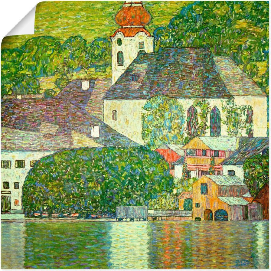 Artland Artprint Kerk in Unterach aan de Attersee. (D.198) als artprint op linnen poster in verschillende formaten maten