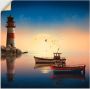 Artland Artprint Kleine haven met vuurtoren als artprint op linnen muursticker in verschillende maten - Thumbnail 1