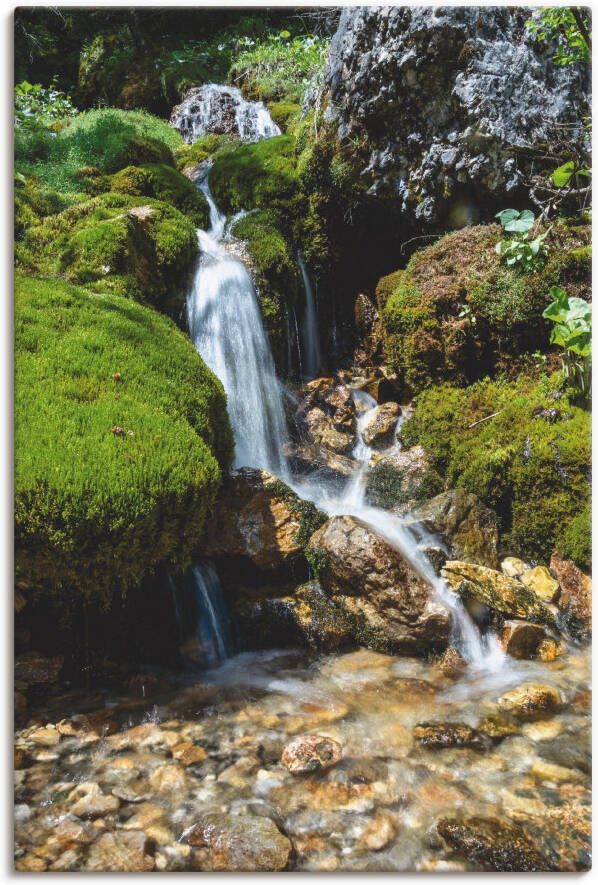 Artland Artprint Kleine waterval in de bergen als artprint op linnen poster muursticker in verschillende maten