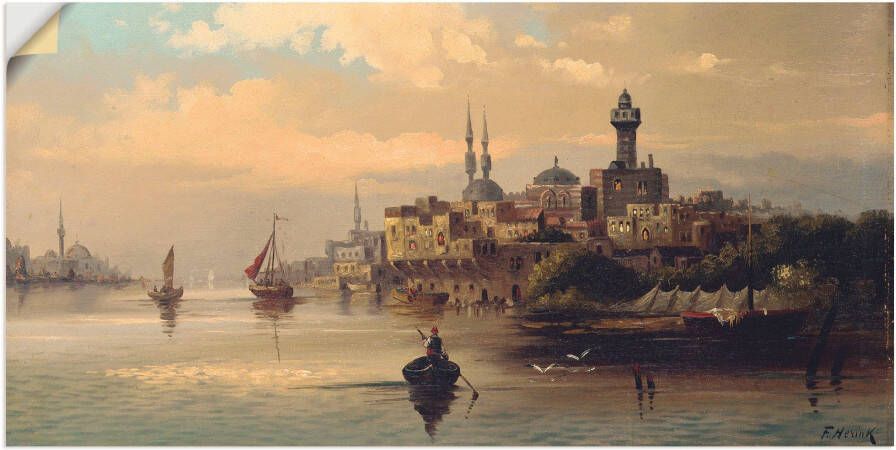 Artland Artprint Koopvaardijschepen op de Bosporus Istanbul als artprint op linnen poster muursticker in verschillende maten