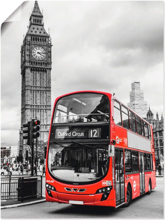 Artland Artprint Londen Bus en Big Ben als artprint op linnen poster in verschillende formaten maten