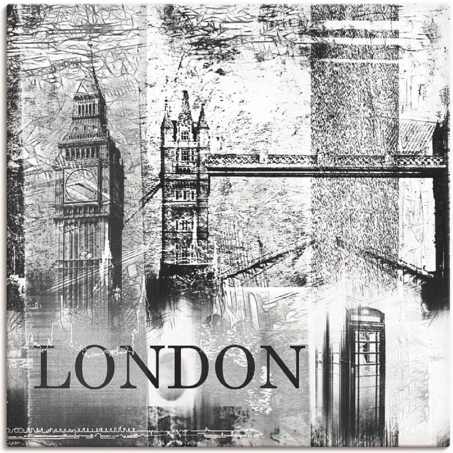 Artland Poster Londen Skyline abstracte collage 04 als artprint op linnen muursticker of poster in verschillende maten - Foto 1