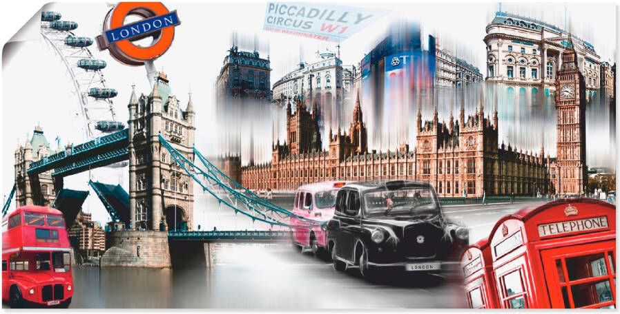 Artland Artprint Londen Skyline collage IV als artprint op linnen poster muursticker in verschillende maten