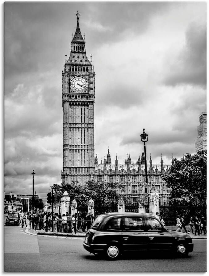 Artland Artprint Londen Taxi en Big Ben als artprint op linnen poster in verschillende formaten maten