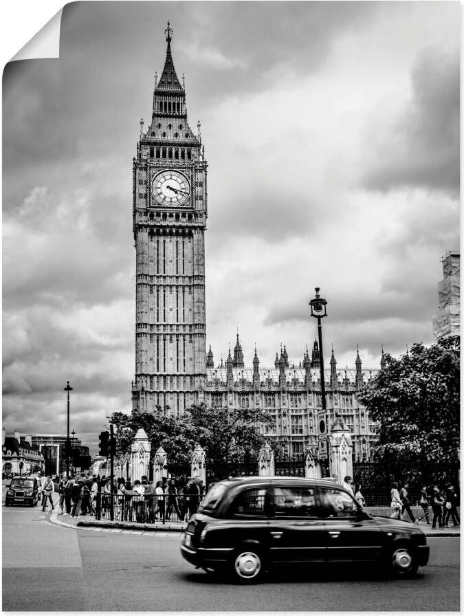 Artland Artprint Londen Taxi en Big Ben als artprint op linnen poster in verschillende formaten maten