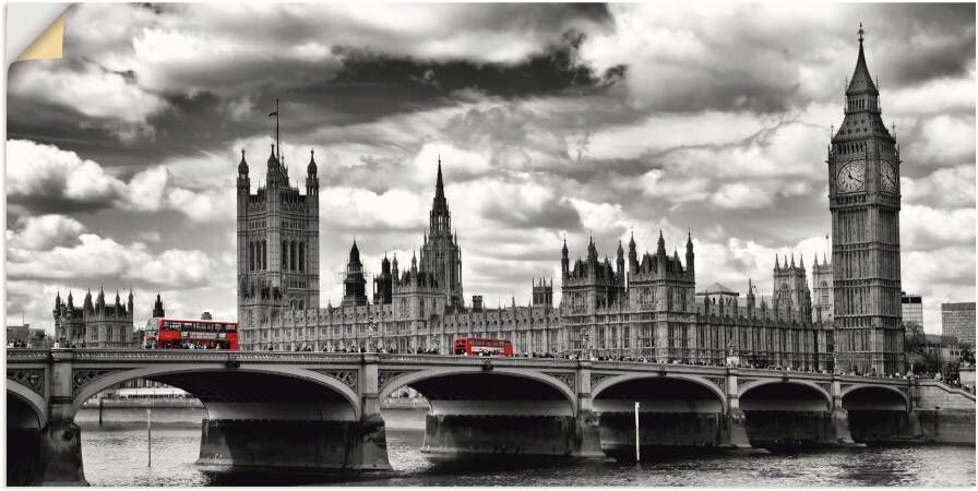Artland Artprint Londen Westminster Bridge & Red Buses als artprint op linnen poster muursticker in verschillende maten