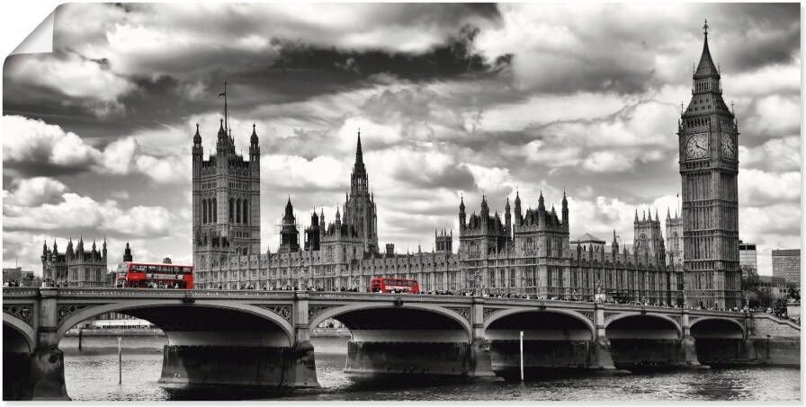 Artland Artprint Londen Westminster Bridge & Red Buses als artprint op linnen poster muursticker in verschillende maten