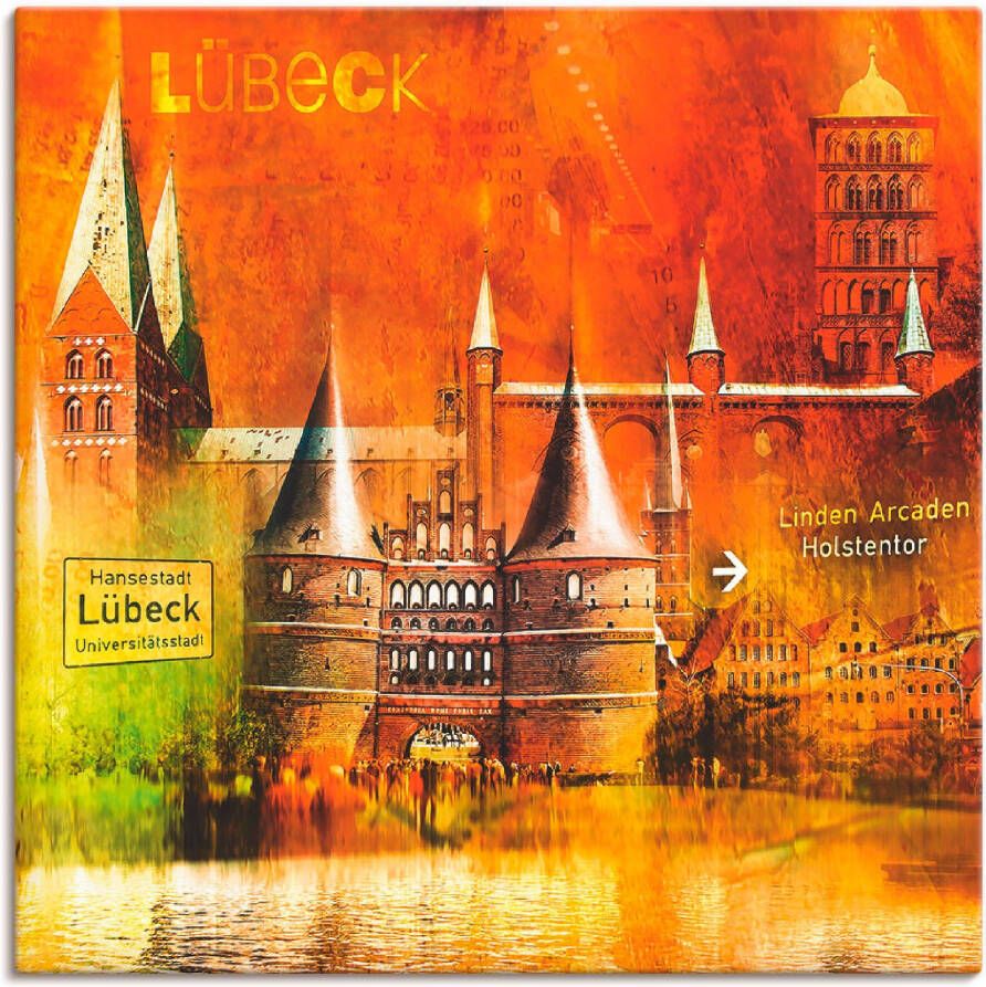 Artland Poster Lübeck Hanzestad collage 04 als artprint op linnen muursticker of poster in verschillende maten - Foto 1