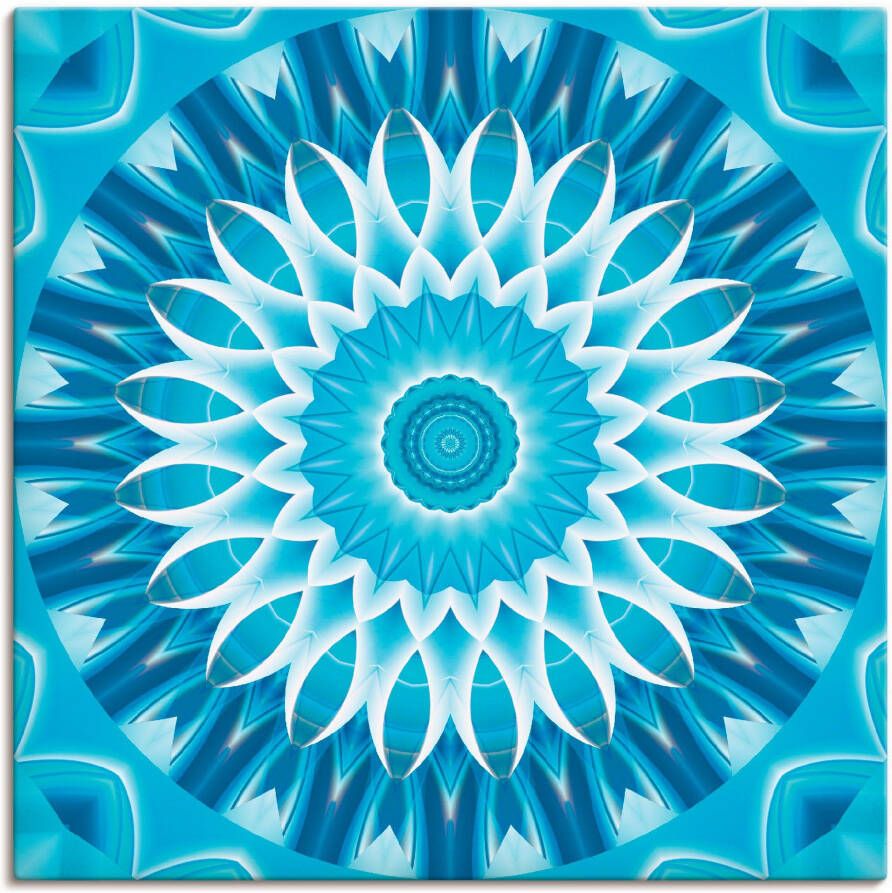 Artland Artprint Mandala blauw bloem als artprint op linnen in verschillende maten
