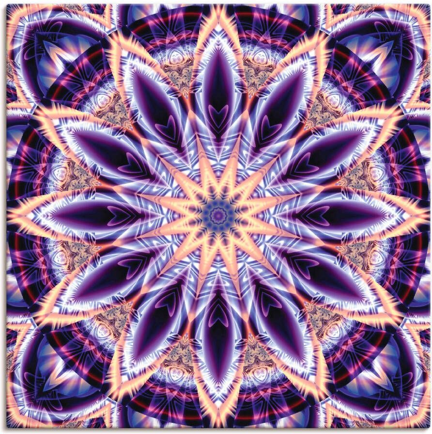 Artland Artprint Mandala ster paars als artprint op linnen muursticker in verschillende maten