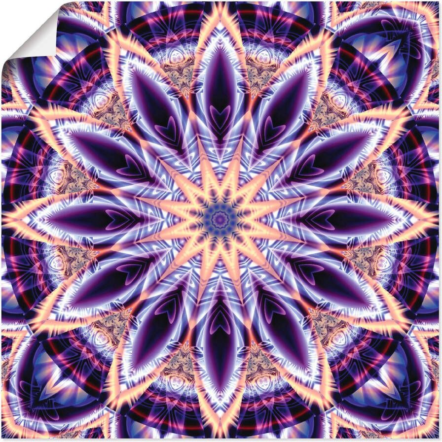 Artland Artprint Mandala ster paars als artprint op linnen muursticker in verschillende maten - Foto 1