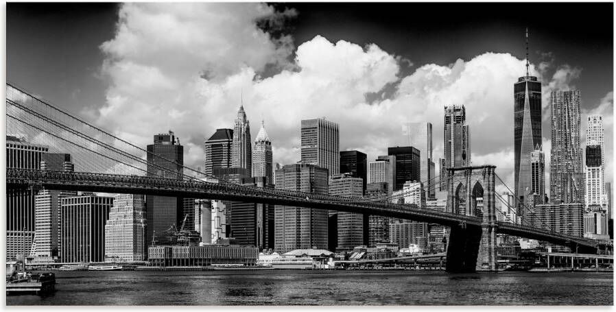 Artland Artprint Manhattan Skyline Brooklyn Bridge als artprint van aluminium artprint op linnen muursticker verschillende maten