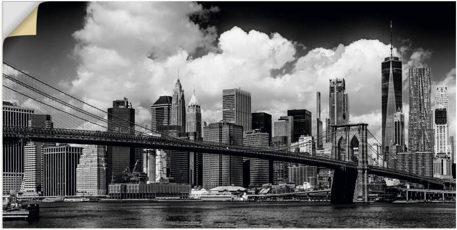 Artland Artprint Manhattan Skyline Brooklyn Bridge als artprint van aluminium artprint op linnen muursticker verschillende maten