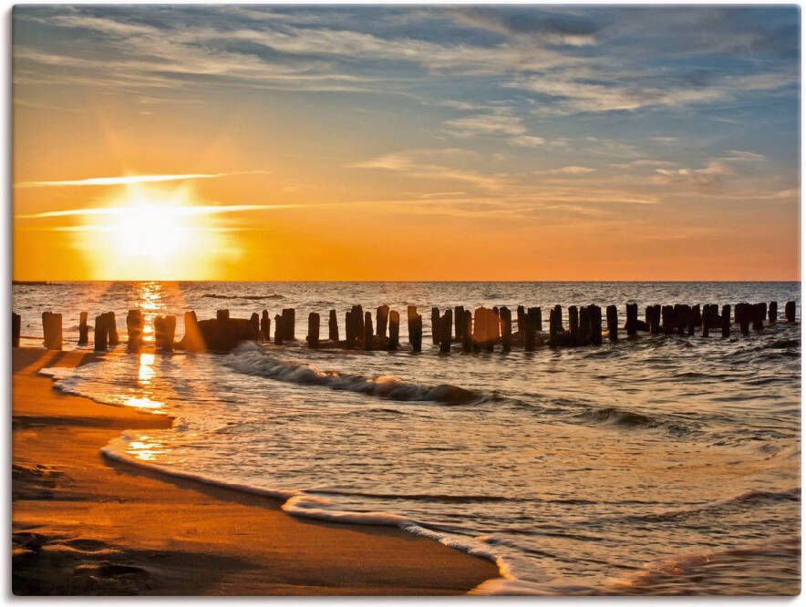 Artland Artprint Mooie zonsondergang aan het strand als artprint van aluminium artprint voor buiten artprint op linnen poster in verschillende maten. maten - Foto 1