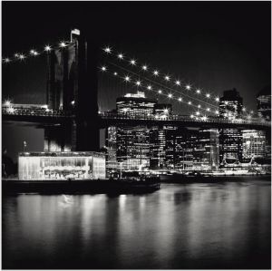 Artland Artprint New York Brooklyn Bridge 's nachts
