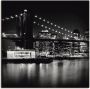 Artland Artprint New York Brooklyn Bridge 's nachts als artprint op linnen poster in verschillende formaten maten - Thumbnail 1