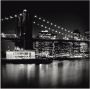 Artland Artprint New York Brooklyn Bridge 's nachts als artprint op linnen poster in verschillende formaten maten - Thumbnail 1