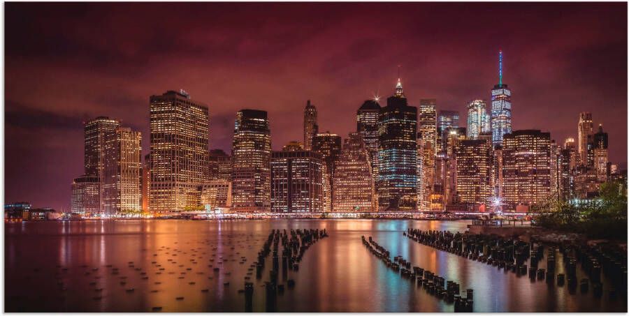 Artland Artprint New York City Impressie 's nachts als artprint van aluminium artprint voor buiten artprint op linnen in verschillende maten